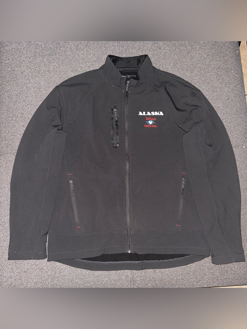 Rare Disney Cruise Line Alaska Black Full Zip Softshell Jacket XL